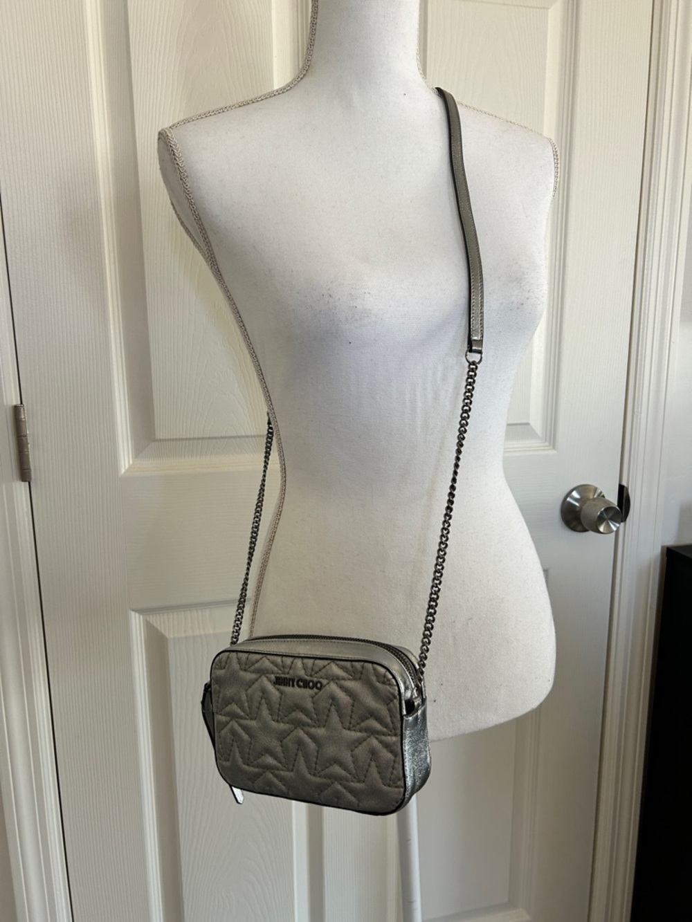 Jimmy Choo Haya Star Metallic Napa Shoulder Bag - Picture 2 of 10